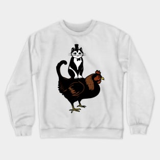 Tuxedo Cat on a Chicken Crewneck Sweatshirt